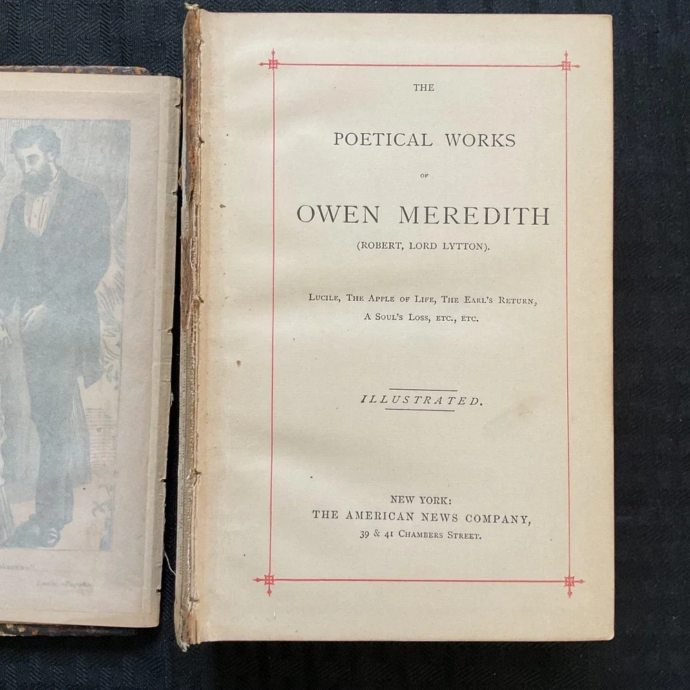 Vintage The Poetical Works of Owen Meredith Hardcover Antique‎ Poetry Book 1800s